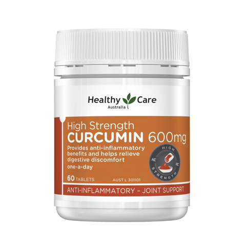 Viên tinh chất nghệ Healthy Care High Strength Curcumin 600mg - Hỗ trợ tiêu hóa, kháng viêm, tốt cho xương khớp, chất chống oxy hóa tự nhiên