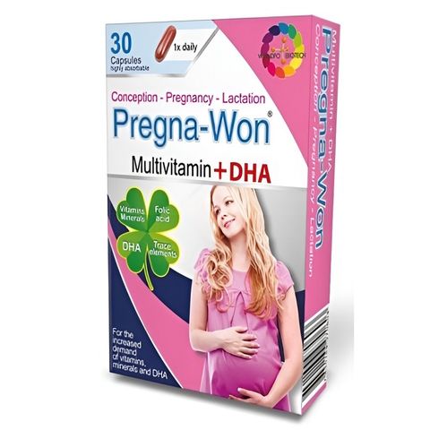 Viên uống Pregna-Won Multivitamin + DHA cho bà bầu - hỗ trợ sức khỏe mẹ và bé, giảm rạn da, 30 viên chính hãng