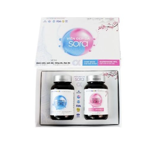 Bộ Viên Uống Đẹp Da Sora - Hỗ Trợ Cải Thiện Nám Da, Dưỡng Trắng Da, Giúp Da Sáng Mịn và Khỏe Mạnh, Thực Phẩm Bảo Vệ Sức Khỏe