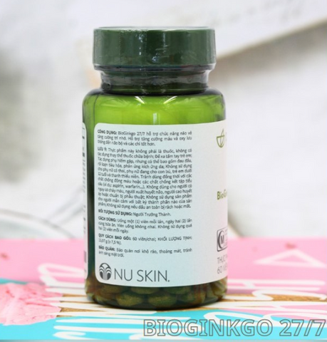 Viên uống hỗ trợ não bộ Pharmanex Bioginkgo 27/7 - Chiết xuất lá bạch quả, tăng cường trí nhớ và khả năng tập trung, 60 viên Mỹ