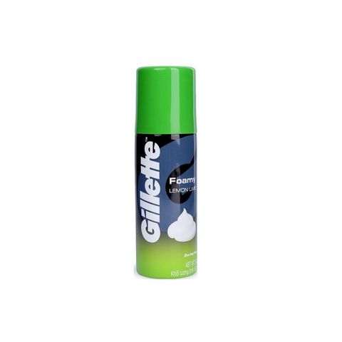 Bọt cạo râu Gillette Foamy Lemon Lime 175g - Hương chanh thơm mát, Dưỡng ẩm cho da, Phù hợp mọi loại da, Giúp cạo râu nhẹ nhàng