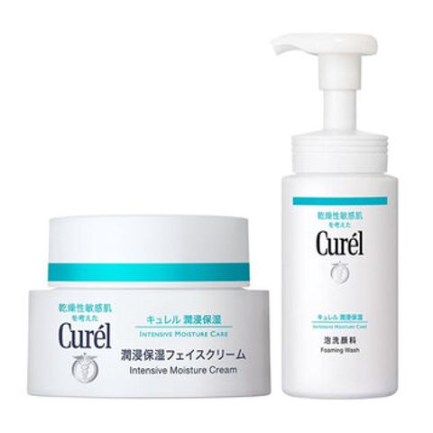 Combo Kem Dưỡng Ẩm Curél Intensive Moisture Cream 40g và Sữa Rửa Mặt Intensive Moisture Care 90ml - Giữ Ẩm và Làm Sạch Da Nhạy Cảm