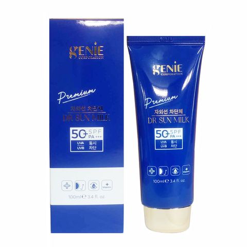 Kem Chống Nắng Vật Lý Genie Dr Sun Milk UV Premium SPF 50 PA+++ - Bảo Vệ Da Tối Ưu, Dạng Sữa Thẩm Thấu Nhanh 100ml