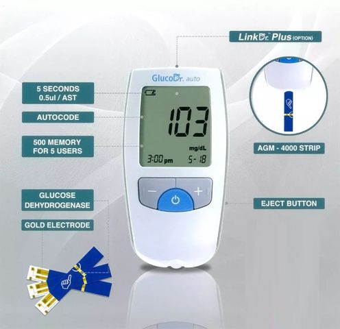 Máy Đo Đường Huyết Gluco.Dr Auto AGM-4000 - Kết Quả Chính Xác Chỉ Sau 5 Giây, Công Nghệ Đức, Dùng Cho Gia Đình
