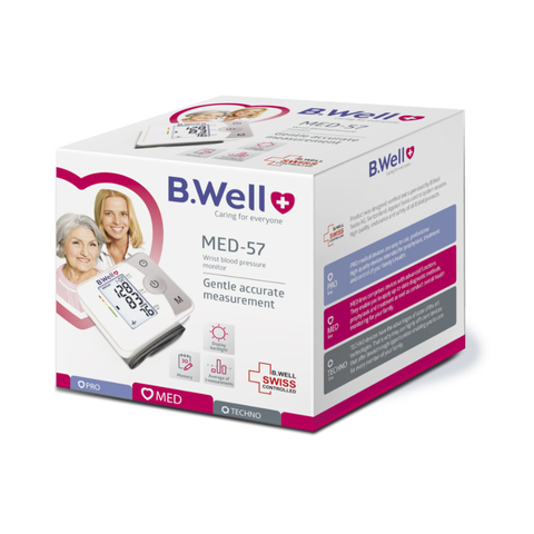 Máy đo huyết áp cổ tay B.Well Swiss MED-57 - Thiết bị theo dõi sức khỏe chính xác, công nghệ hiện đại, dễ sử dụng tại nhà