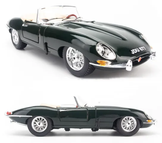 Mô hình xe ô tô Jaguar E-Type Cabrio 1:18 Bburago Xanh - Chi tiết tinh xảo, mở cửa, trang trí nhà cửa cho fan xe hơi