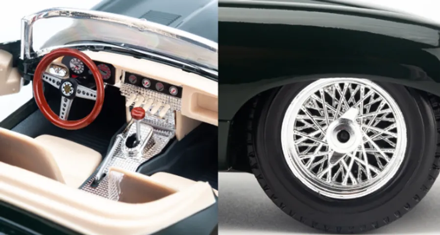 Mô hình xe ô tô Jaguar E-Type Cabrio 1:18 Bburago Xanh - Chi tiết tinh xảo, mở cửa, trang trí nhà cửa cho fan xe hơi