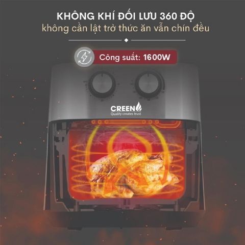 Nồi Chiên Không Dầu Creen CR-AG11L 11 Lít - Công Nghệ Khí Nóng 2 Luồng, Chiên Giòn Ngon, Lành Mạnh, Dễ Dàng Vệ Sinh