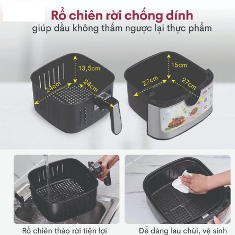 Nồi Chiên Không Dầu Creen CR-AG11L 11 Lít - Công Nghệ Khí Nóng 2 Luồng, Chiên Giòn Ngon, Lành Mạnh, Dễ Dàng Vệ Sinh