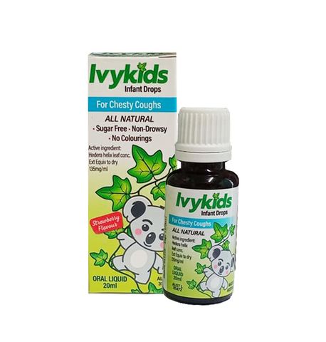 Siro Ivy Kids Úc 20ml - Hỗ Trợ Giảm Ho Cho Trẻ Sơ Sinh Và Trẻ Nhỏ - Dạng Siro Hương Dâu Dễ Uống