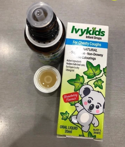 Siro Ivy Kids Úc 20ml - Hỗ Trợ Giảm Ho Cho Trẻ Sơ Sinh Và Trẻ Nhỏ - Dạng Siro Hương Dâu Dễ Uống