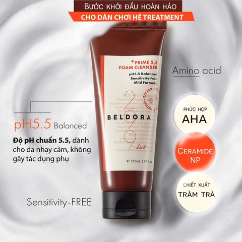 Sữa Rửa Mặt Beldora 299 Prime 5.5 Cho Da Nhạy Cảm - Dưỡng Da Khỏe Mạnh, Ngăn Ngừa Mụn, Chiết Xuất Tràm Tràm, 150ml