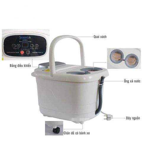 Bồn Ngâm Chân Massage Hồng Ngoại SereneLife SP12 - 6 Con Lăn Tự Động, Nhiệt Độ Lên Đến 48°C, Thư Giãn Tối Đa, Hẹn Giờ Tiện Lợi