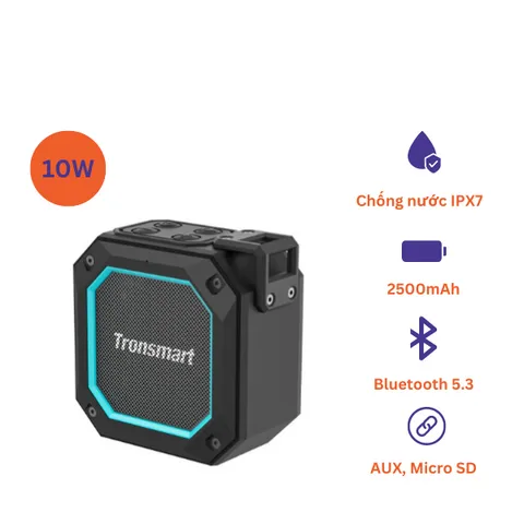 Loa Bluetooth 5.3 Tronsmart Groove 2 có đèn LED, âm thanh chi tiết, chống nước IPX7, di động, pin 18 giờ - Thiết bị nghe nhạc hoàn hảo cho mọi dịp