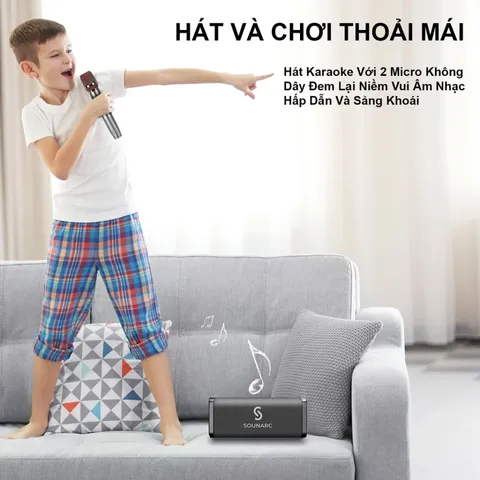 Loa Bluetooth Sounarc M1 80W Kèm 2 Micro Karaoke - Chất Lượng Âm Thanh Tuyệt Vời, Kết Nối Bluetooth 5.0, Pin 8000mAh, Khả Năng Kháng Nước IPX6