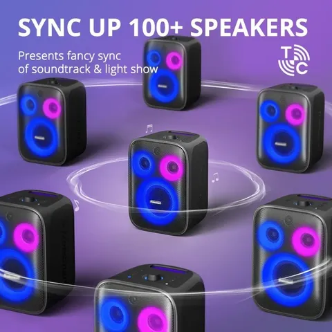 Loa Bluetooth Tronsmart Halo 200 - Karaoke 120W với 2 Micro Không Dây, Hiệu Ứng Âm Thanh 3D, Thiết Kế RGB Độc Đáo, Thời Gian Sử Dụng 15H