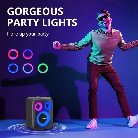 Loa Bluetooth Tronsmart Halo 200 - Karaoke 120W với 2 Micro Không Dây, Hiệu Ứng Âm Thanh 3D, Thiết Kế RGB Độc Đáo, Thời Gian Sử Dụng 15H