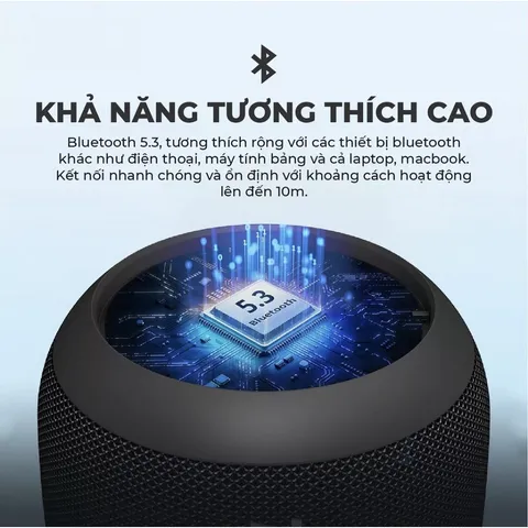 Loa Bluetooth Tronsmart T7 Mini 15W chống nước IPX7 - Âm thanh trong trẻo, pin 18 giờ, kết nối Bluetooth 5.3, di động lý tưởng cho mọi chuyến đi.