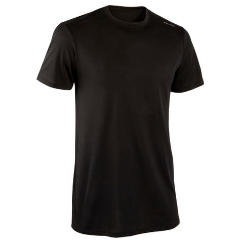 Áo Thun Thể Thao Nam Fitness 100 Decathlon Domyos - Chất Liệu Thoáng Mát, Nhanh Khô, Đen Suông Vừa, Phù Hợp Tập Gym