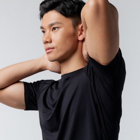 Áo Thun Thể Thao Nam Fitness 100 Decathlon Domyos - Chất Liệu Thoáng Mát, Nhanh Khô, Đen Suông Vừa, Phù Hợp Tập Gym