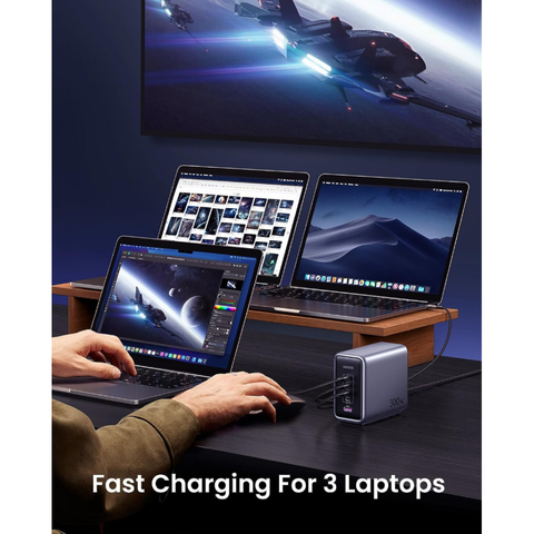 Bộ sạc nhanh 5 cổng Ugreen Nexode 300W - Sạc đa năng USB-C và USB-A cho laptop, điện thoại, iPad, Apple Watch