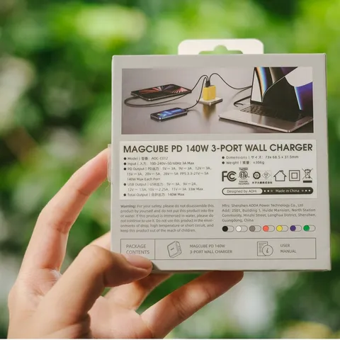 Củ Sạc Nhanh AOHi Magcube PD 140W - 3 Cổng USB (2C + 1A) Công Nghệ GaN+ Tỏa Nhiệt Thấp, Sạc Nhanh Đa Dụng Cho Điện Thoại và Thiết Bị điện tử