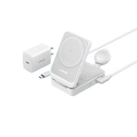 Đế Sạc Không Dây 3in1 Anker MagGo 15W A2557 - Sạc Nhanh USB-C 40W, Thiết Kế Sang Trọng, Tương Thích MagSafe, Sạc Đồng Thời 3 Thiết Bị