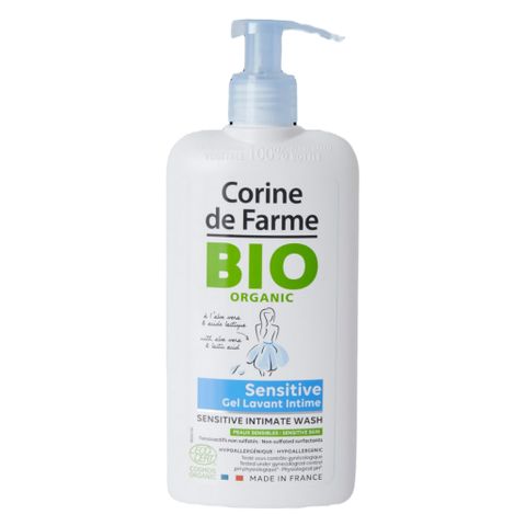 Gel Vệ Sinh Phụ Nữ Corine de Farme Organic Intimate Sensitive 250ml - Hữu Cơ, Dịu Nhẹ cho Vùng Kín Nhạy Cảm