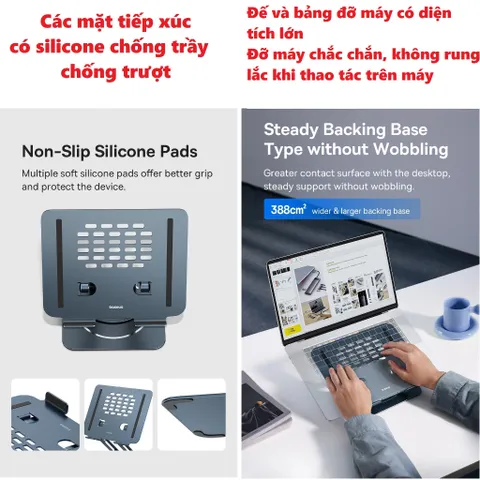 Giá Đỡ Tản Nhiệt Laptop/Macbook Baseus UltraStable Pro Series 360 Độ - Thiết Kế Đẹp, Chống Trượt, Tương Thích Mọi Kích Cỡ