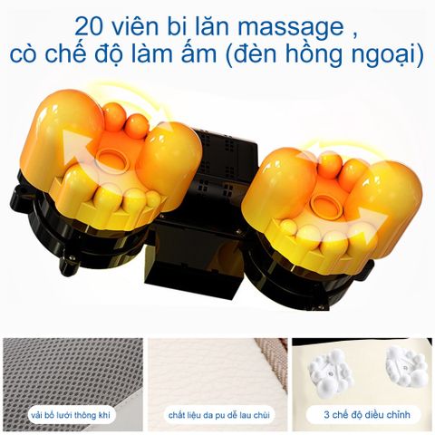 Gối Massage Hồng Ngoại 20 Bi Bomidi MP1 - Thiết Bị Massage Chuyên Dụng Giảm Đau, Thư Giãn Cơ Bắp, Tiện Lợi Sử Dụng Tại Nhà