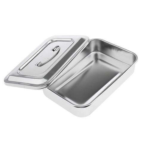 Hộp Đựng Dụng Cụ Y Tế Inox Có Nắp Đậy - Kích Thước 24cm x 16cm x 5cm, Bền Đẹp, Tiện Lợi Cho Spa, Nha Khoa, Thẩm Mỹ Viện
