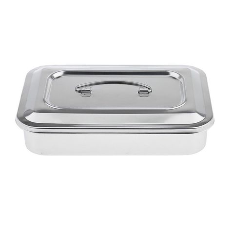 Hộp Đựng Dụng Cụ Y Tế Inox Có Nắp Đậy - Kích Thước 24cm x 16cm x 5cm, Bền Đẹp, Tiện Lợi Cho Spa, Nha Khoa, Thẩm Mỹ Viện
