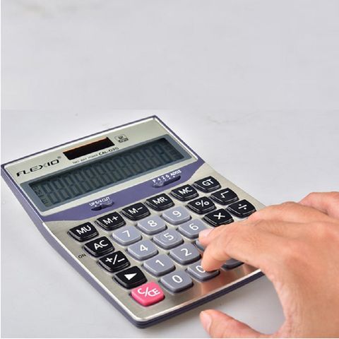 Máy Tính Cầm Tay Flexoffice FLEXIO CAL-03S - Màn Hình LCD 12 Chữ Số, Chất Liệu Acrylic, Nguồn Năng Lượng Sạch
