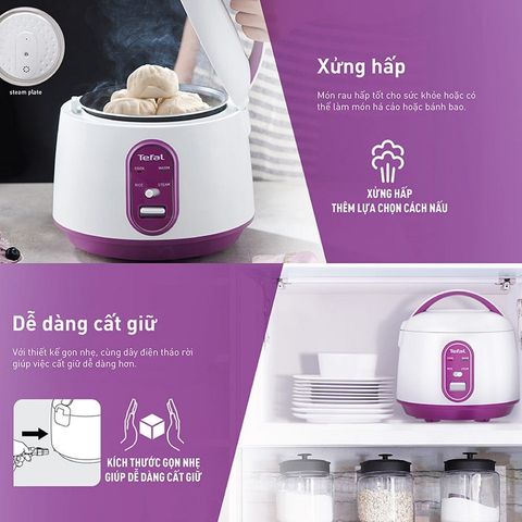 Nồi Cơm Điện Cơ Mini Tefal RK224168 0.7L - Nấu Cơm Nhanh, Giữ Ấm Tự Động, Phù Hợp Cho 1-2 Người Dùng