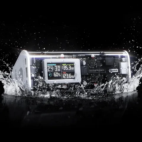 Pin sạc dự phòng Shargeek 170W S170 24000mAh - Sạc nhanh 3 thiết bị, thiết kế trong suốt Dark Side of the Moon, màn hình kỹ thuật số.