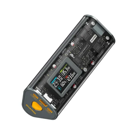 Pin sạc dự phòng Shargeek 170W S170 24000mAh - Sạc nhanh 3 thiết bị, thiết kế trong suốt Dark Side of the Moon, màn hình kỹ thuật số.