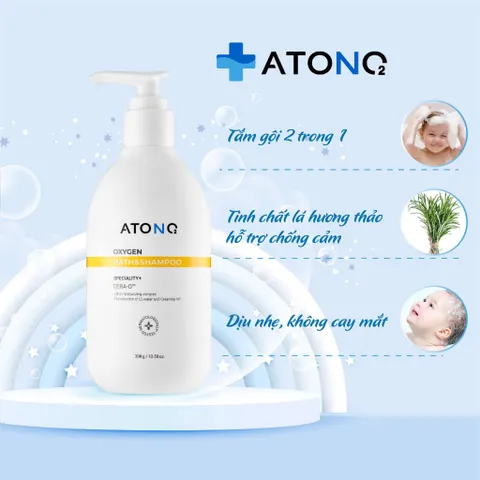Sữa Tắm Gội Toàn Thân Cho Bé Atono2 Oxygen Dịu Nhẹ 300g - Công Nghệ Bọt Siêu Mịn, Cấp Ẩm & Cân Bằng pH Cho Da Nhạy Cảm