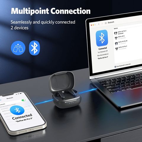 Tai nghe Bluetooth TWS Earfun Air Pro 3 - Chống ồn chủ động, Chất âm sống động, IPX5, Chế độ game, Bluetooth 5.3