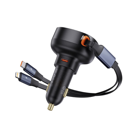 Tẩu Sạc Ô Tô Baseus Enjoyment Pro C+ 55W - Kèm Cáp Type C và Lightning, Hỗ Trợ Sạc Nhanh iPhone và Thiết Bị Di Động