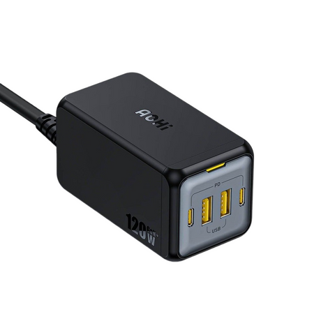 Trạm Sạc Để Bàn AOHi Magcube 120W Pro - 4 Cổng USB-C & USB-A, Thiết Kế Gọn Nhẹ, Sạc Nhanh Cho Laptop, Điện Thoại Thông Minh