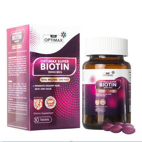 Viên hỗ trợ mọc tóc Super Biotin 10000mcg Optimax Mỹ - Kích thích tóc mọc dày, chắc khỏe, cải thiện tình trạng rụng tóc hiệu quả