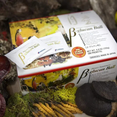 Viên uống Beta-Glucan Ball Umeken - Hỗ trợ tăng cường sức đề kháng, cải thiện sức khỏe từ 9 loại nấm quý, Hộp 30 gói
