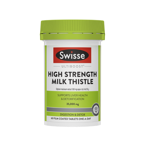 Viên uống hỗ trợ chức năng gan Swisse High Strength Milk Thistle - Chiết xuất cây kế sữa 35000mg, giữ gan khỏe mạnh và thải độc tự nhiên, 60 viên