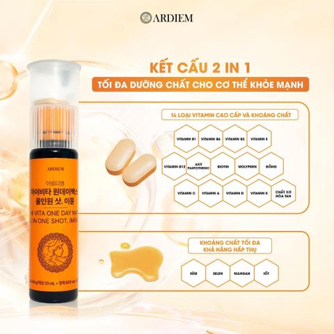 Viên uống vitamin trẻ hóa da Hi Vita One Day Max All In One Shot – Hỗ trợ sức khỏe, làm đẹp da và tăng cường đề kháng