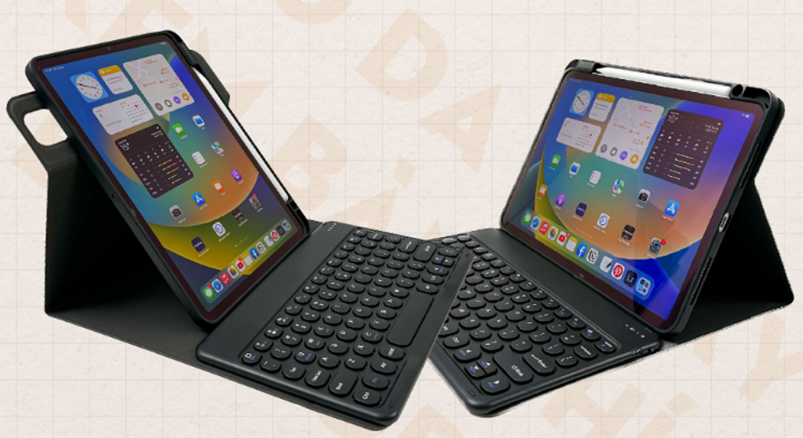 Bao da iPad xoay 360 độ kèm bàn phím Bluetooth - Phụ kiện tiện lợi chống sốc, cao cấp cho iPad, làm việc như laptop