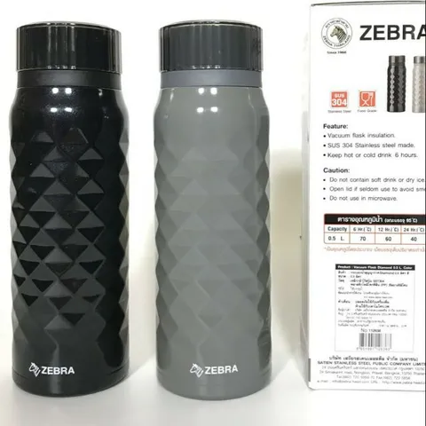 Bình Giữ Nhiệt Inox Cao Cấp Diamond Zebra 500ml - Thiết Kế Hình Khối Kim Cương, Giữ Nhiệt Đến 12 Giờ, Sang Trọng và Tiện Lợi
