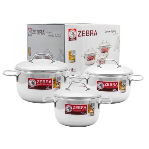 Bộ Nồi Inox 304 Zebra Extreme Infinity 3 Đáy Cao Cấp - Chất Liệu An Toàn, Dung Tích 2.5L - 5L, Sử Dụng Trên Mọi Loại Bếp
