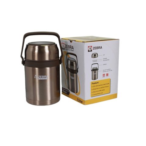 Hộp Cơm Giữ Nhiệt Inox 1L Zebra 152435 - Thiết Kế Miệng Rộng Chống Rò Rỉ, Bảo Quản Thức Ăn Lên Đến 12h