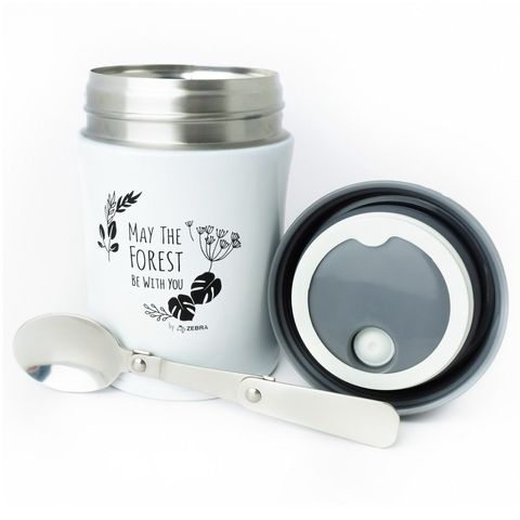 Hộp cơm giữ nhiệt Inox 380ml kèm muỗng gập Zebra Forest Collection - Đựng thức ăn bé gọn, chất liệu bền bỉ, an toàn sức khỏe.