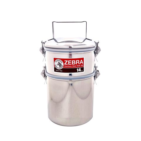 Hộp Đựng Thức Ăn Inox 14cm 2 Ngăn Zebra Smart 150255 Thái Lan - Thiết Kế Thông Minh, Chống Rò Rỉ, Dung Tích 2 Lít